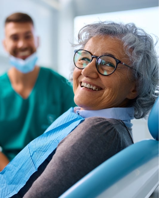 denture patient happy looking at camera