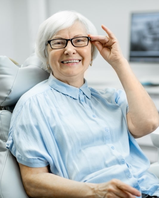 denture patient happy looking at camera